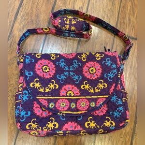 Stephanie Dawn floral quilted bag tote purse purple pink patterned soft 12x14 in